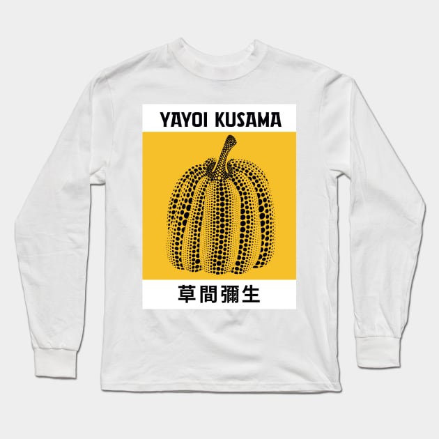 Yayoi Kusama Yellow Pumpkin Exhibition Art Design Wall Art Long Sleeve T-Shirt by VanillaArt